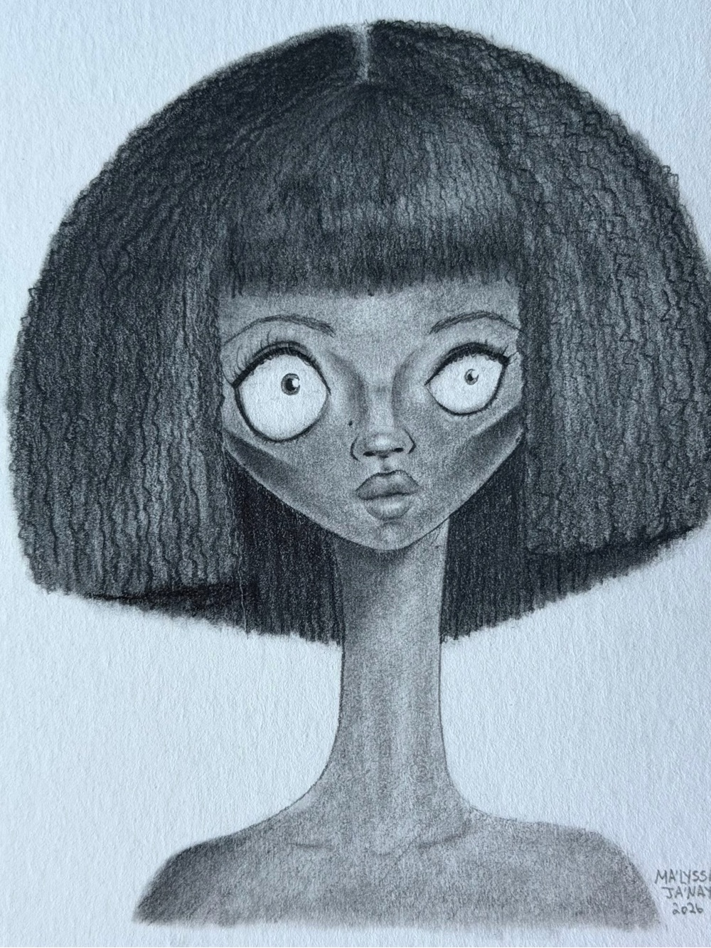 Nelope Original Graphite Portrait Drawing 4.5x6 Signed Unframed OOAK Art